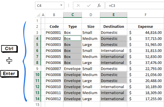 fill-data-in-multiple-empty-cells